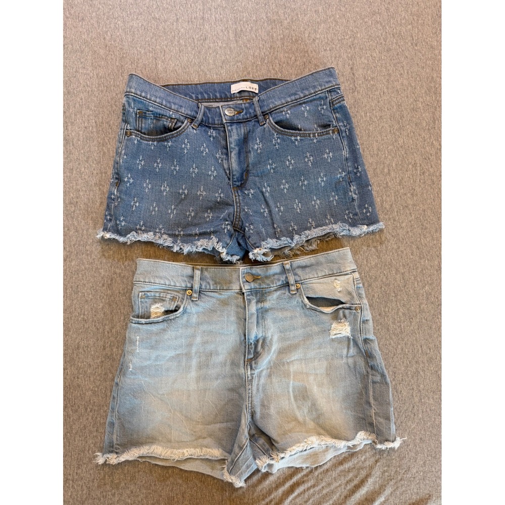 Loft Denim Shorts 2 Bundle Size 4 27 Embroidered & Distressed Light Medium Wash